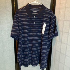 Goodfellow Textured Stripe Knit Polo Shirt NWT Solid Ribbed Collar Short Sleeve